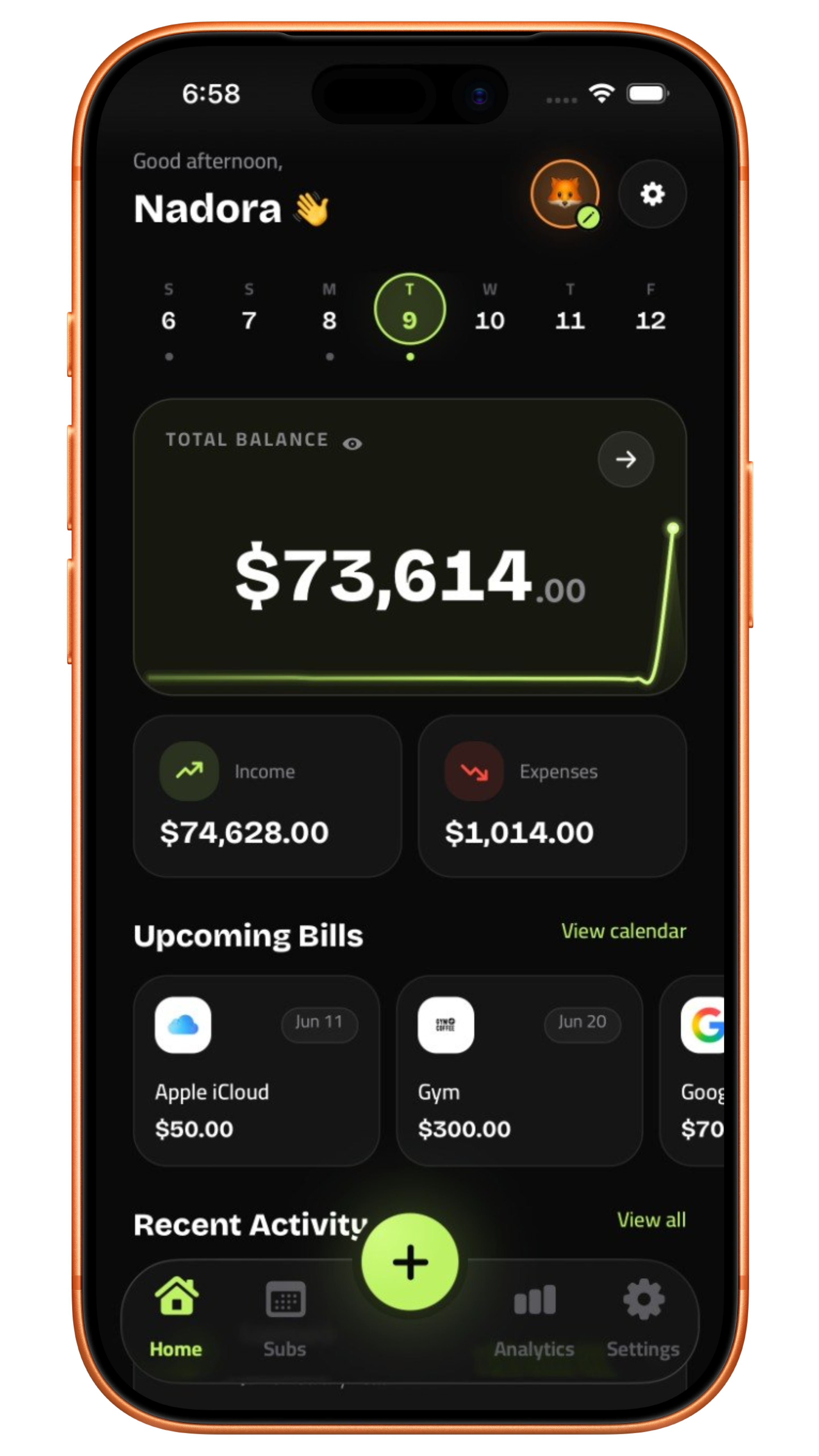 Nolvi home screen